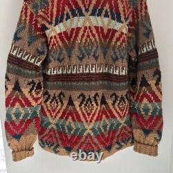 Vintage Polo Ralph Lauren Sweater Men's L Cardigan Wool Southwestern Hand Knit