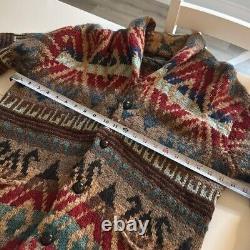 Vintage Polo Ralph Lauren Sweater Men's L Cardigan Wool Southwestern Hand Knit