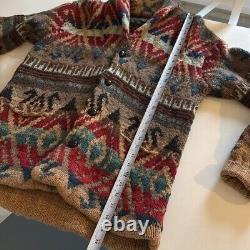 Vintage Polo Ralph Lauren Sweater Men's L Cardigan Wool Southwestern Hand Knit