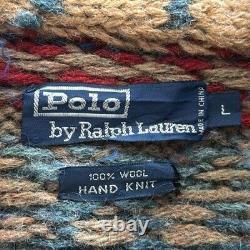 Vintage Polo Ralph Lauren Sweater Men's L Cardigan Wool Southwestern Hand Knit