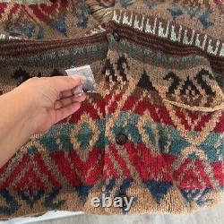 Vintage Polo Ralph Lauren Sweater Men's L Cardigan Wool Southwestern Hand Knit