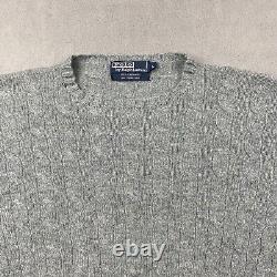 Vintage Polo Ralph Lauren Sweater Men's L Gray 100% Cashmere Cable Knit