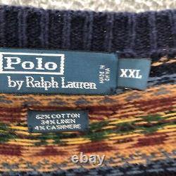 Vintage Polo Ralph Lauren Sweater Mens 2XL XXL Fair Isle Cotton Linen Pullver