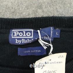 Vintage Polo Ralph Lauren Sweater Mens Large L Black Sweatshirt Polo Tennis Pony