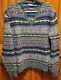 Vintage Polo Ralph Lauren Sweater Mens Medium Green Aztec Alpaca Lambs Wool