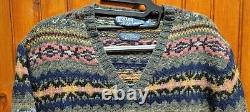 Vintage Polo Ralph Lauren Sweater Mens Medium Green Aztec Alpaca Lambs Wool