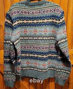 Vintage Polo Ralph Lauren Sweater Mens Medium Green Aztec Alpaca Lambs Wool