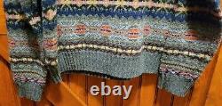 Vintage Polo Ralph Lauren Sweater Mens Medium Green Aztec Alpaca Lambs Wool