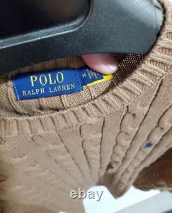 Vintage Polo Ralph Lauren Sweater Mens Medium camel melange Cable Knit sweater