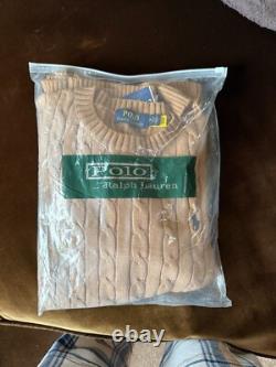 Vintage Polo Ralph Lauren Sweater Mens Medium camel melange Cable Knit sweater