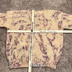 Vintage Polo Ralph Lauren Sweater Mens XL Beige Blue Purple Cotton Candy Tie Dye