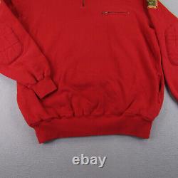Vintage Polo Ralph Lauren Sweater Mens XL Red Sportsman 1/4 Zip Padded Elbows