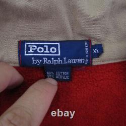 Vintage Polo Ralph Lauren Sweater Mens XL Red Sportsman 1/4 Zip Padded Elbows