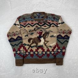 Vintage Polo Ralph Lauren Sweater Mens XL Wool Cowboy Western Knit Kanye West