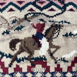 Vintage Polo Ralph Lauren Sweater Mens XL Wool Cowboy Western Knit Kanye West