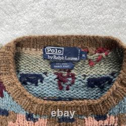 Vintage Polo Ralph Lauren Sweater Mens XL Wool Cowboy Western Knit Kanye West