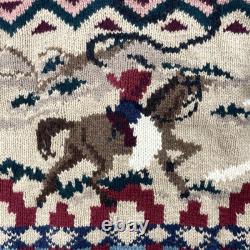 Vintage Polo Ralph Lauren Sweater Mens XL Wool Cowboy Western Knit Kanye West