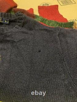 Vintage Polo Ralph Lauren Sweater Teddy Bear American Flag Navy XL