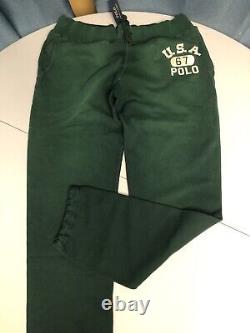 Vintage Polo Ralph Lauren Sweatpants Varsity Graphic Green 2XL XXL From 2012