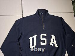 Vintage Polo Ralph Lauren Sweatshirt Men's Large USA Spellout 1/4 Zip Sweater