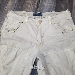 Vintage Polo Ralph Lauren Tan Paratrooper Cargo Pants 34x32 Discolored Spots