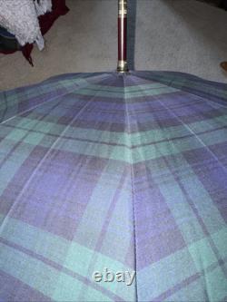 Vintage Polo Ralph Lauren Tartan Plaid Blue Green Doorman Hook Umbrella NEW NOS