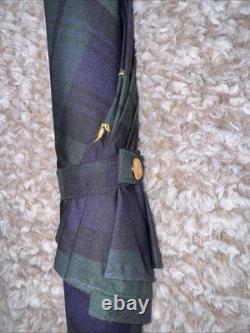 Vintage Polo Ralph Lauren Tartan Plaid Blue Green Doorman Hook Umbrella NEW NOS