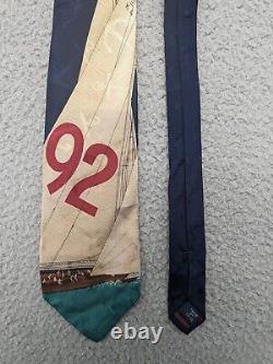 Vintage Polo Ralph Lauren Tie 100% Silk Americas Cup Sailboat? 1992 Hand Made