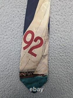 Vintage Polo Ralph Lauren Tie 100% Silk Americas Cup Sailboat? 1992 Hand Made