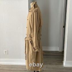 Vintage Polo Ralph Lauren Trench Coat Men XL Tan Khaki Belt Military