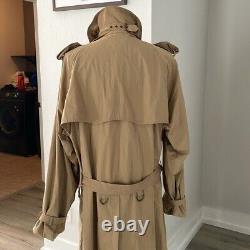 Vintage Polo Ralph Lauren Trench Coat Men XL Tan Khaki Belt Military