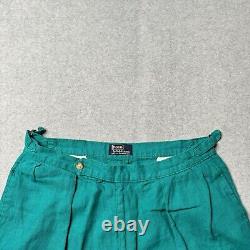 Vintage Polo Ralph Lauren Trousers Mens 34x32 Linen Buckle Back Made in USA 80s