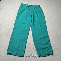 Vintage Polo Ralph Lauren Trousers Mens 34x32 Linen Buckle Back Made in USA 80s