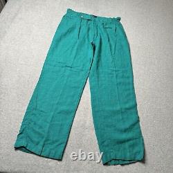 Vintage Polo Ralph Lauren Trousers Mens 34x32 Linen Buckle Back Made in USA 80s