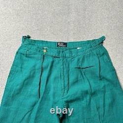 Vintage Polo Ralph Lauren Trousers Mens 34x32 Linen Buckle Back Made in USA 80s
