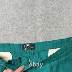 Vintage Polo Ralph Lauren Trousers Mens 34x32 Linen Buckle Back Made in USA 80s