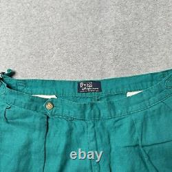 Vintage Polo Ralph Lauren Trousers Mens 34x32 Linen Buckle Back Made in USA 80s