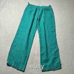 Vintage Polo Ralph Lauren Trousers Mens 34x32 Linen Buckle Back Made in USA 80s