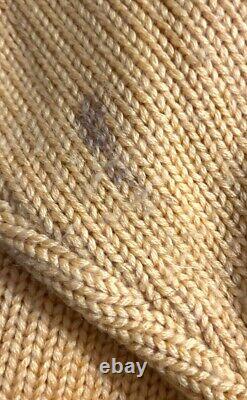 Vintage Polo Ralph Lauren Turtleneck Wool Knit P Sweater Letterman M Yellow RARE