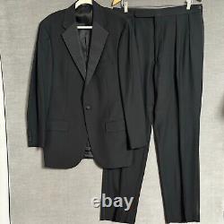 Vintage Polo Ralph Lauren Tuxedo 42L 36x34 Italy Black Virgin Wool Suit Luxury