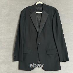 Vintage Polo Ralph Lauren Tuxedo 42L 36x34 Italy Black Virgin Wool Suit Luxury