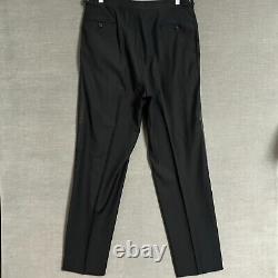 Vintage Polo Ralph Lauren Tuxedo 42L 36x34 Italy Black Virgin Wool Suit Luxury