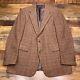 Vintage Polo Ralph Lauren Tweed Blazer 43l Brown Plaid Wool Sport Coat