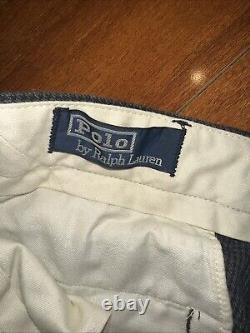 Vintage Polo Ralph Lauren Tweed Pants Mens 34x29 Pleated Cuffed Cotton Wool Gray
