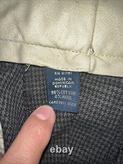 Vintage Polo Ralph Lauren Tweed Pants Mens 34x29 Pleated Cuffed Cotton Wool Gray