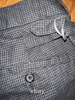 Vintage Polo Ralph Lauren Tweed Pants Mens 34x29 Pleated Cuffed Cotton Wool Gray