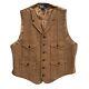 Vintage Polo Ralph Lauren Tweed Vest Size Xl Rugby Brown Wool Waistcoat Belt