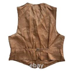 Vintage Polo Ralph Lauren Tweed Vest Size XL Rugby Brown Wool Waistcoat Belt