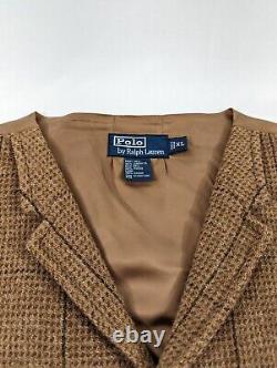Vintage Polo Ralph Lauren Tweed Vest XL Lambswool Rugby Style Brown Belt EUC