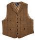 Vintage Polo Ralph Lauren Tweed Vest Xl Slim L Rrl Style Rugby Brown Wool Belt